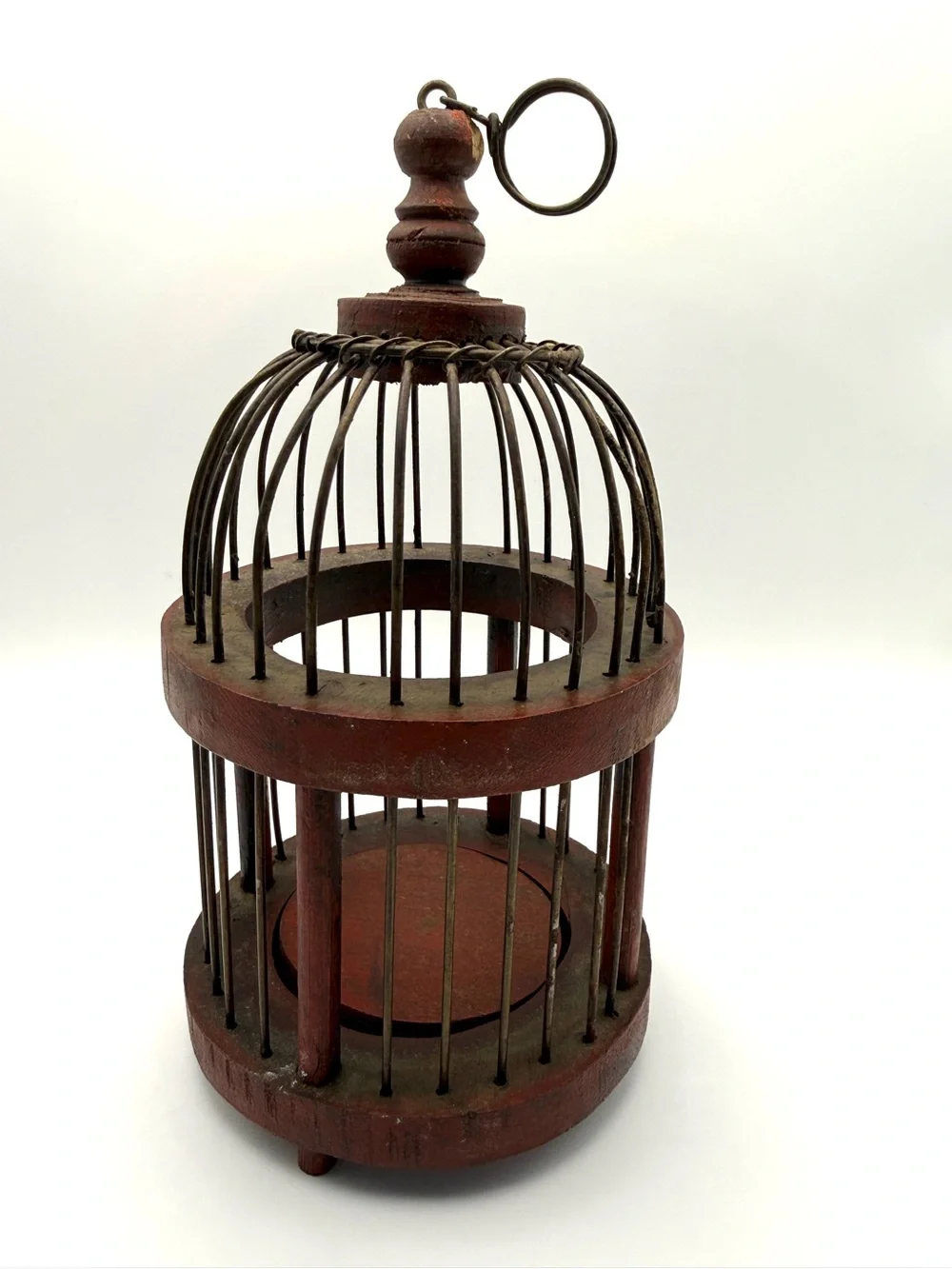 Vintage Mini Birdcage Metal and Wood 7.5